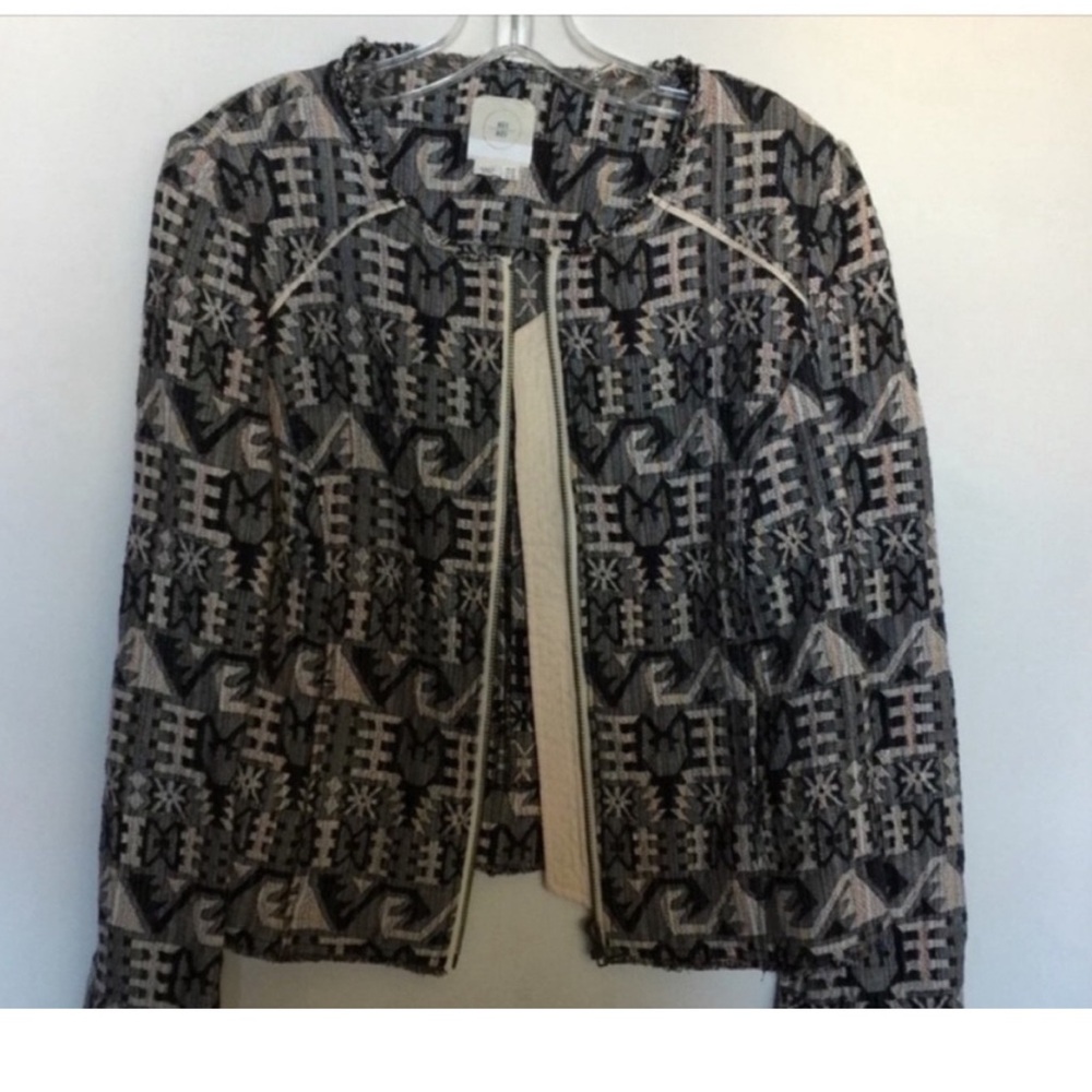 Patterned Bomber Jacket With White Pants - Navy &… - image 6